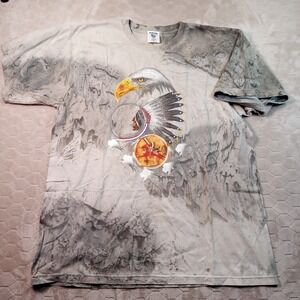 Vintage 90s Polar Graphics USA Eagle Native American Tie Dye Shirt XL